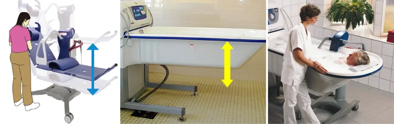 電動昇降式入浴システム 無理のない姿勢で入浴介助1.webp