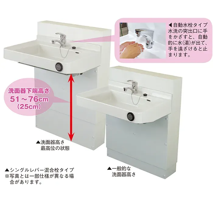 電動昇降する式洗面台　まいせるふ